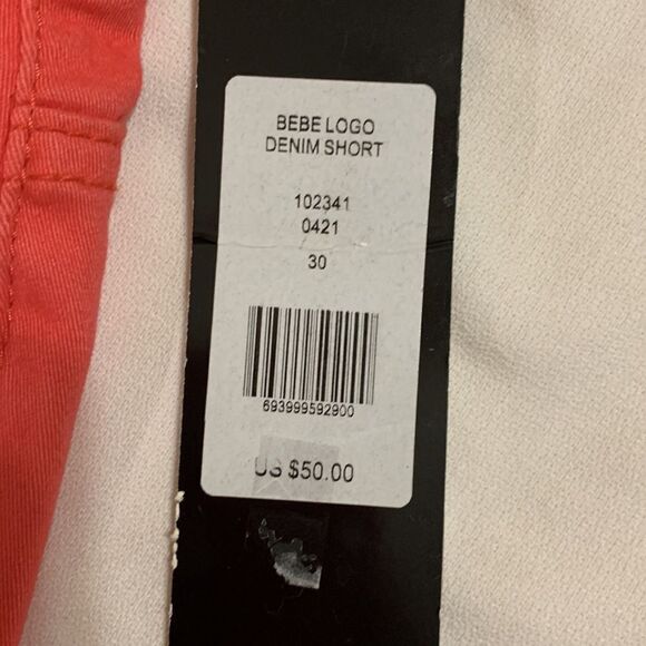 Bebe Size 30 orange distressed shorts. NWT - Picture 7 of 10